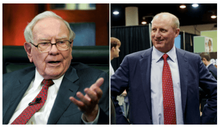 Warren Buffett, former head of Berkshire Hathaway, and Greg Abel, the new CEO.